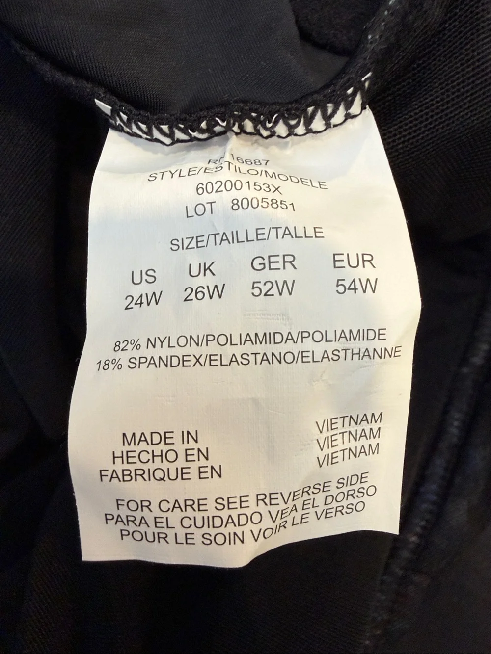Swim Solutions Multicolor Tropical Leaf One-Piece Swimdress Black Trim 24W NEW - Picture 6 of 7
